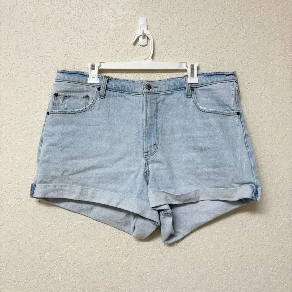 Abercrombie & Fitch High Rise The Dad Shorts Blue Denim Size 34/18 Light Wash